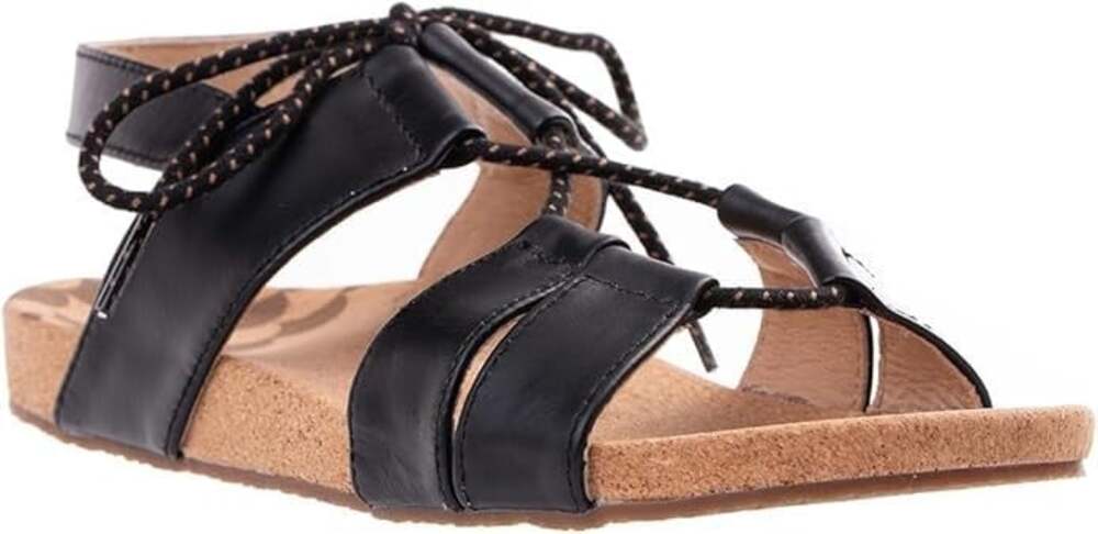 Revitalign Adele Black Leather Tie-Up Orthotic Sandals Women's Size 9D WIDE NIB